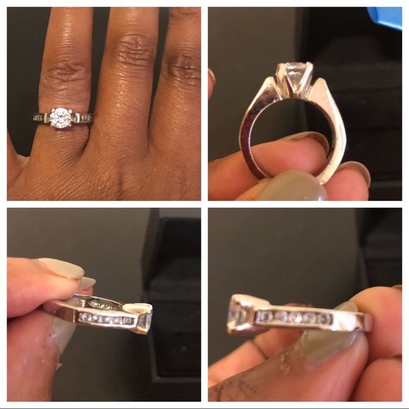 Silvertone Cubic Zirconia Ring, Size 6 - Picture 2 of 5